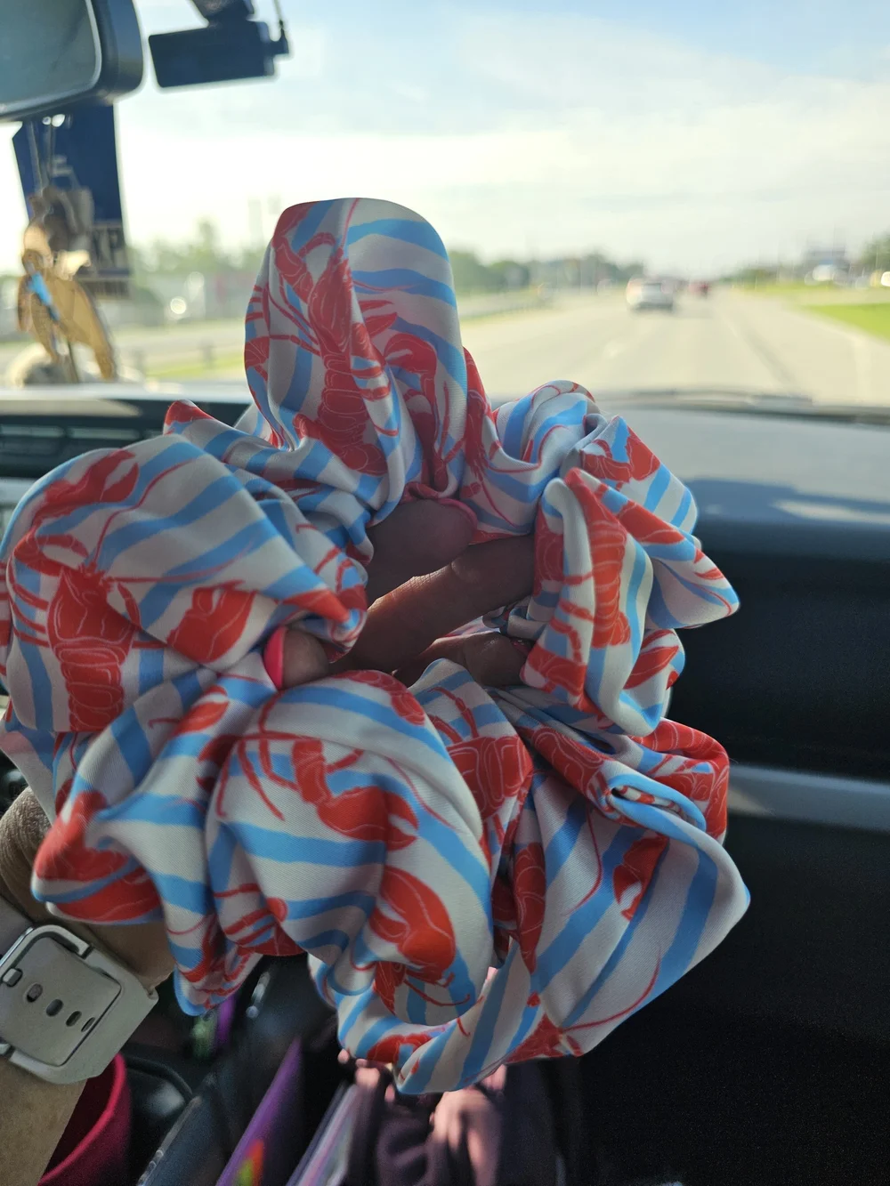 Piper Women's Red Lobster Print Headband with Matching Scrunchie